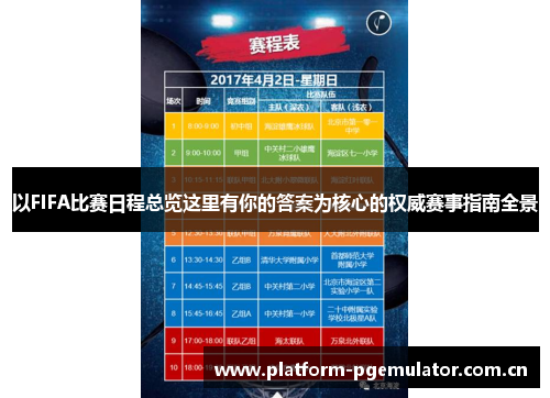 以FIFA比赛日程总览这里有你的答案为核心的权威赛事指南全景 以FIFA比赛日程总览这里有你的答案为核心的权威赛事指南全景